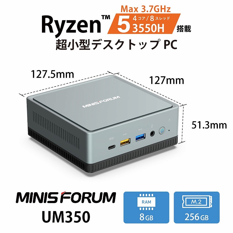ミニPC AMD Ryzen5 3550H 4C/8T  小型デスクトップPCMINISFO
